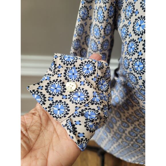 Loft Geometric Print Blouse Women's Size XS Multicolor Long Sleeve Polyester Top - Picture 6 of 11